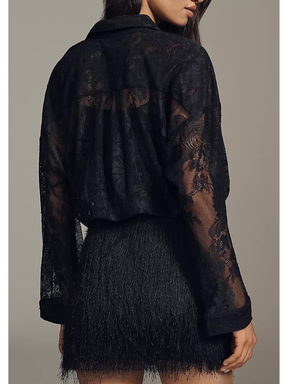 NWT Anthropologie Maeve Fringe Twofer Mini Shirtdress Size L - Picture 3 of 16